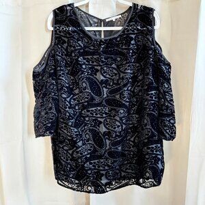 Violet Claire Women Top 2X Velvet Burnout Floral Paisley Fairy Grunge 19158